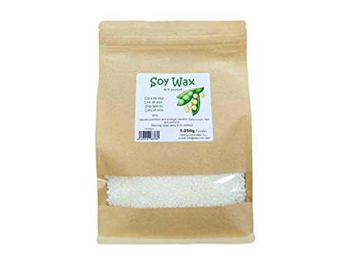 WAXIM Cera de soja para velas ecológicas y cosmética natural 1.250 g en perlas.