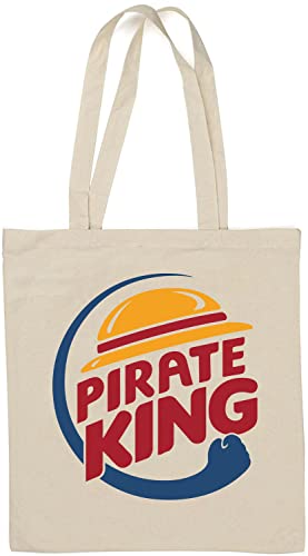 Pirate King Burger Anime Styled Parody Natural Algodón Bolsa de mano Blanco, White, Talla única