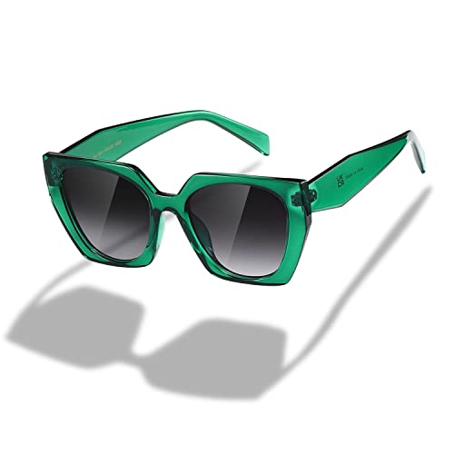 Kimono femenino gafas de sol retro gafas de sol retro masculinas retro gafas de sol retro Y2K marco cuadrado súper grande k1354 (Lente gris degradada con marco verde)