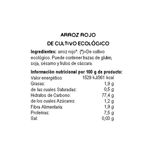Ecocesta - Arroz Rojo Ecológico - 500 g - Apto para el Consumo Vegano - Ayuda a Mejorar el Tránsito Intestinal - Propiedades Antioxidantes y Saciantes
