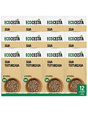 Ecocesta - Pack de 12 Unidades de 250 g de Soja Texturizada Fina Ecológica - Apto para Veganos - Alto Contenido en Proteínas y Fibra - Ideal para Repostería y Panadería