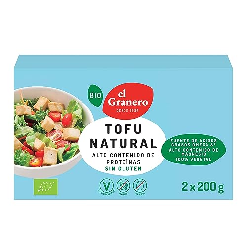 El Granero Integral - Tofu Natural - 2 Unidades de 200 g - Fuente de Proteínas y Ácidos Grasos Omega-3 - Rico en Magnesio - 100% Vegetal - Sin Gluten - Apto para Veganos
