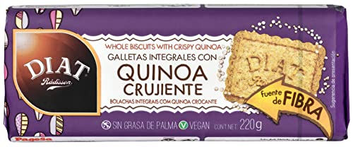 DIAT Radisson - Galletas Integrales con Quinoa Crujiente | Fuente de Fibra | Galletas sin Huevo y sin Lactosa | Galletas Veganas con Quinoa | Bajas en Grasas Saturadas