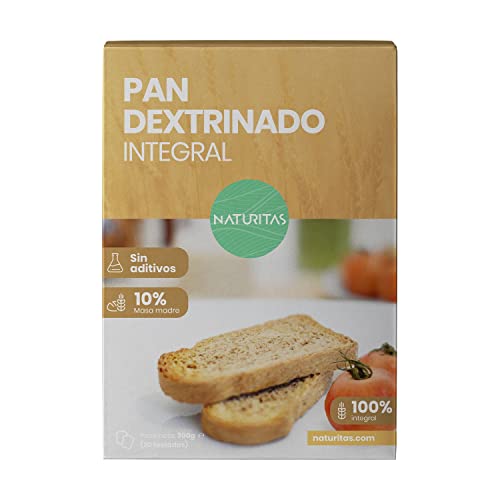 Pan Tostado Integral Dextrinado 300 g de Naturitas Essentials | 100% integral | Bajo contenido en grasa | 10% masa madre integral | Sin aditivos