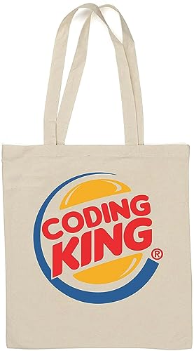 Coding King Funny Burger Parody - Bolsa de algodón natural, color blanco, White, Talla única