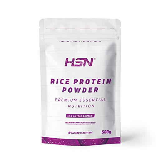 HSN Proteína de Arroz | Sin Sabor 500 g = 17 Tomas por Envase Pura proteína de arroz Integral concentrada en Polvo | 100% Vegana | Rice Protein Powder | No-GMO, Sin Gluten