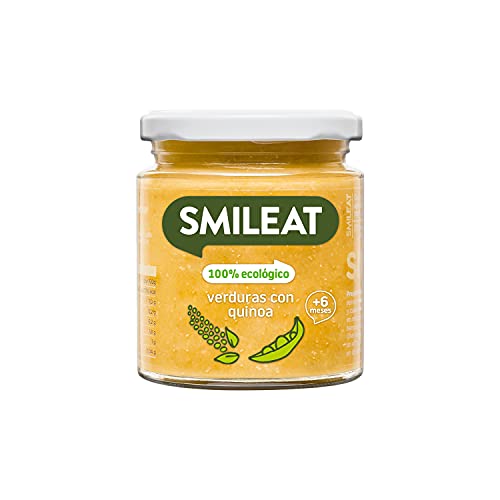 Smileat - Tarritos Ecológicos de Verduras, Ingredientes Naturales, para Bebés desde 6 Meses, Sano y Saludable, sin Gluten, Sabor Verdura con Quinoa - Pack de 12 Tarros x 230 g = 2760 g