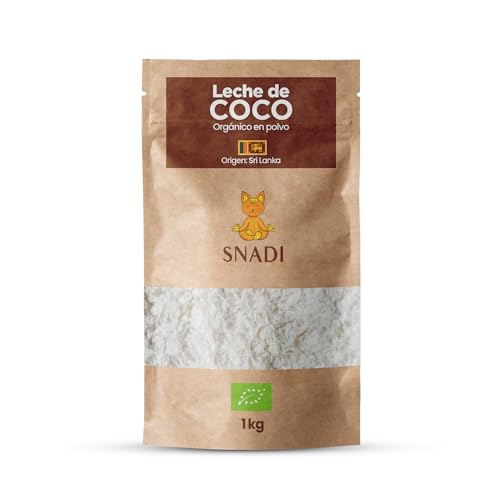 Snadi - Leche de Coco en Polvo BIO de Sri Lanka - 1KG - 100% Natural y Orgánica - Empaque Ecológico Doypack de Papel Kraft - Sin Aditivos ni Conservantes - Ideal para Batidos, Currys y Recetas Veganas