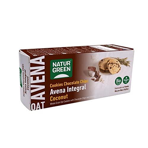 NATURGREEN Cookies, Galletas de Avena Integral y Coco, Desayuno Saludable, 100% Veganas-140 g, Multicolor, 140 g (Paquete de 1)