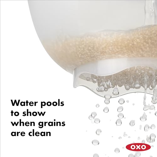 OXO Good Grips Colador de Cocina con Asas Óptimo para Escurrir el Agua y Lavar Impurezas, de Arroz y Cereales, Color Blanco