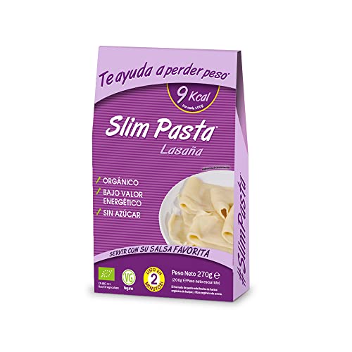 Slim Pasta - Placas de Lasaña - 270 g - Vegana Muy Baja en Calorías - Ideal para Dieta Keto - Elaborado con Agua Purificada, Fibra de Avena y Harina de Konjac - Efecto Saciante