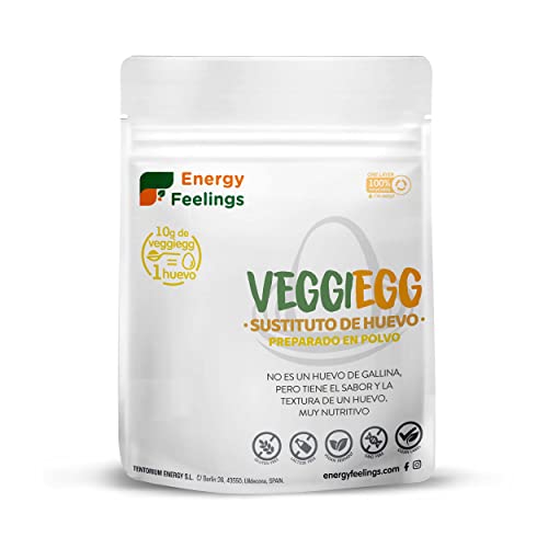 Energy Feelings Veggiegg | Huevo Vegano en Polvo | Sustituto del Huevo Vegano Sin Gluten | Egg Replacer Sabor y Textura de Huevo | Ideal para cocinar Tortillas y Crepes | 240g