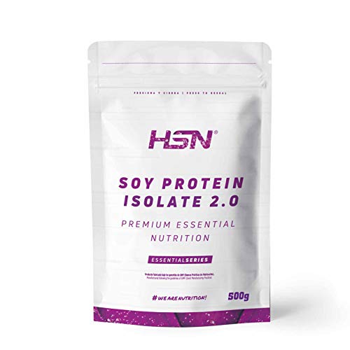 Proteína de Soja Aislada de HSN | Sin Sabor 500 g = 17 Tomas por Envase | 100% Vegana | Soy Protein Isolate | No-GMO, Sin Gluten