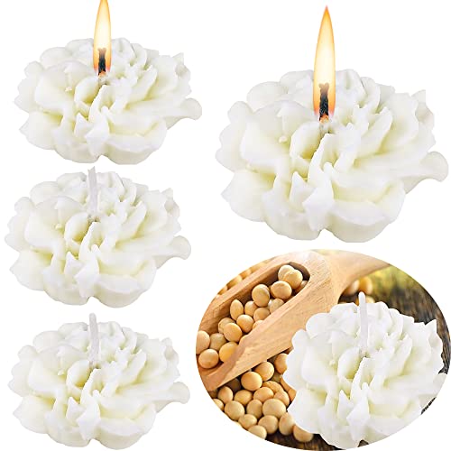 4 velas en forma de flor de cera de soja, velas frescas de cera de soja, velas estéticas florales de rosa, velas perfumadas hechas a mano, bonitas velas perfumadas de 10 horas para decoración