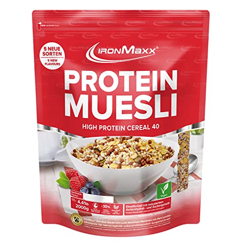 IronMaxx Muesli Proteico vegano sin lactosa, sabor avellana, bolsa de 2kg (1 paquete)