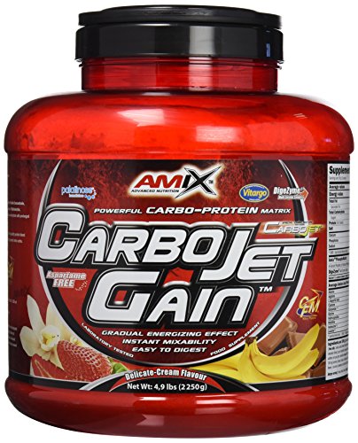 AMIX - Proteína en Polvo Carbojet Gain - Suplemento con Hidratos de Carbono-Proteína para Ganar Masa Muscular - Ideal para Atletas de Élite - Sabor Chocolate - 2,25 KG