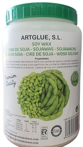2 kg Cera de Soja 100% vegetal, Apto para Veganos, ECO, producto ideal para la fabricación de velas. Esta fabricado al 100% con aceite de soja no contrae ni cristaliza al enfriarse
