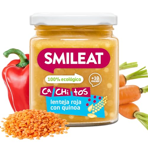 Smileat - Tarrito Ecológico CA-CHI-TOS de Lenteja Roja con Quinoa, Ingredientes Naturales, Para Bebés a Partir de los 10 Meses - 230g