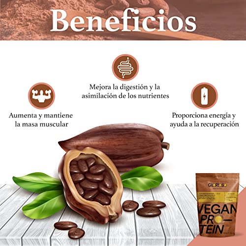 Proteína Vegana Sabor Chocolate en Polvo 100% Bio - 400 g - Ideal para Dietas, Aumentar o Mantener Masa Muscular - Sin Lactosa ni Gluten - Glorioso Super Nutrients