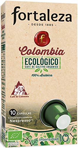 Café Fortaleza â€“ Cápsulas de Café Colombia Ecológico compatibles con Nespresso - Pack 10 x 8 - 80 cápsulas