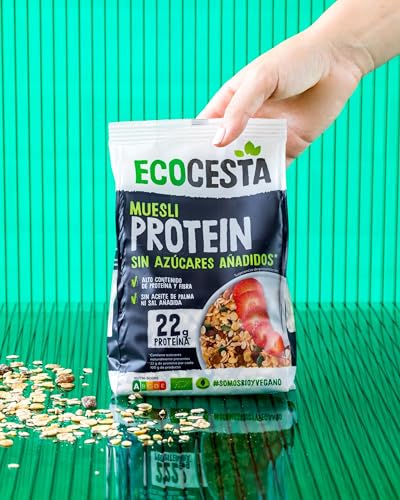 Ecocesta - Pack de 6 Muesli Protein Ecológico Sin Gluten 375 g - Cereales de Avena con Soja - Alto Contenido en Proteína y Fibra - Aporta una Dosis Extra de Energía - Cereales de Desayuno