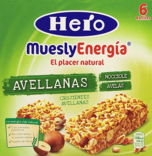 Hero Muesly Energía Barritas Crujientes de Avellanas Pack 5 Cajas de 6x25 g